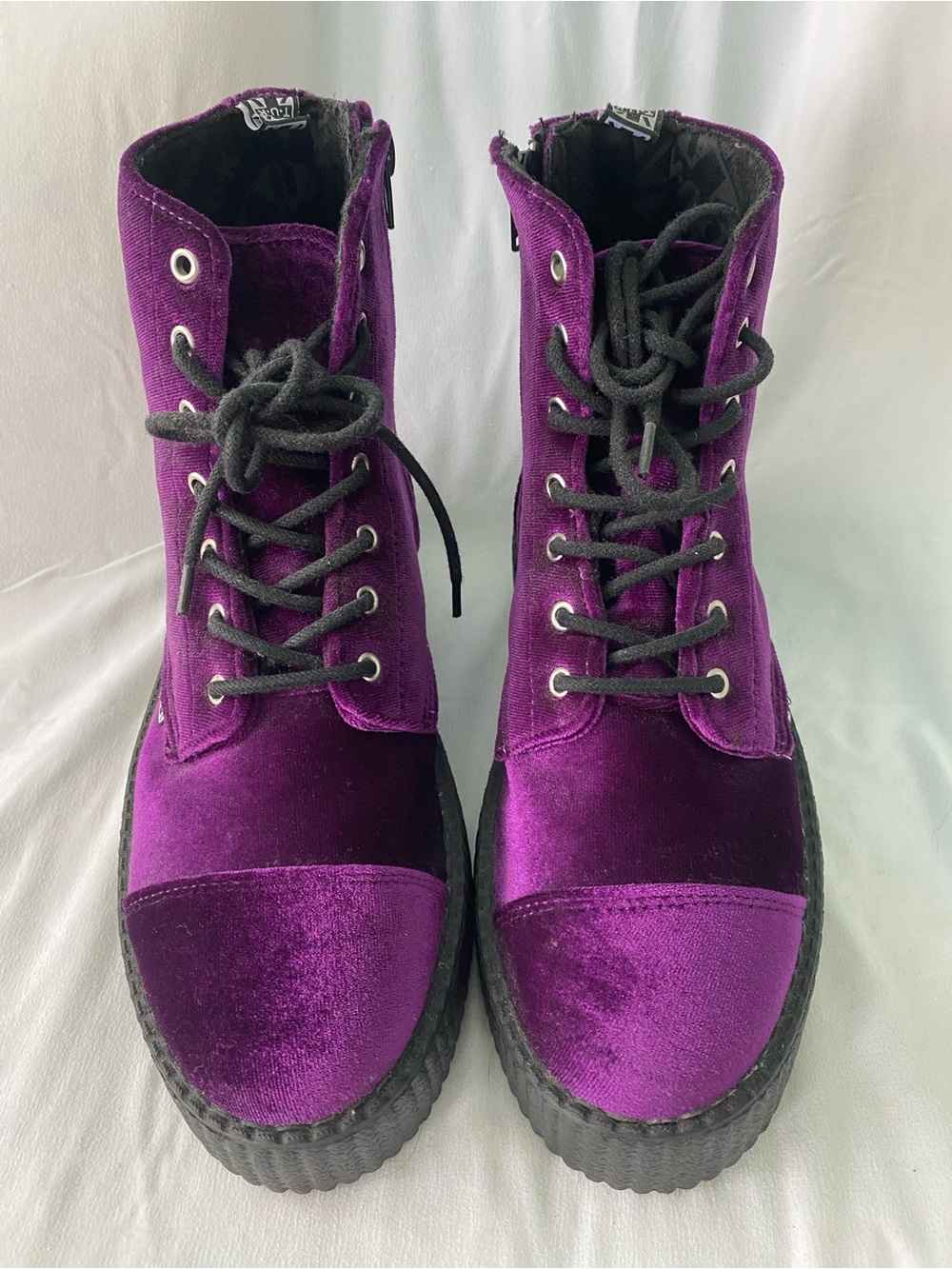 T.U.K. Purple Velvet Playform Boots - Picture 7 of 15